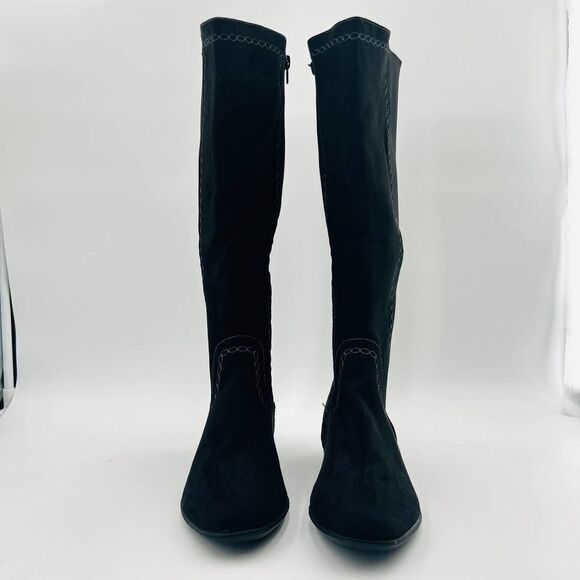 Gloria Vanderbilt Beatrice Knee High Black Microsuede Boots Size 8 - Picture 5 of 12